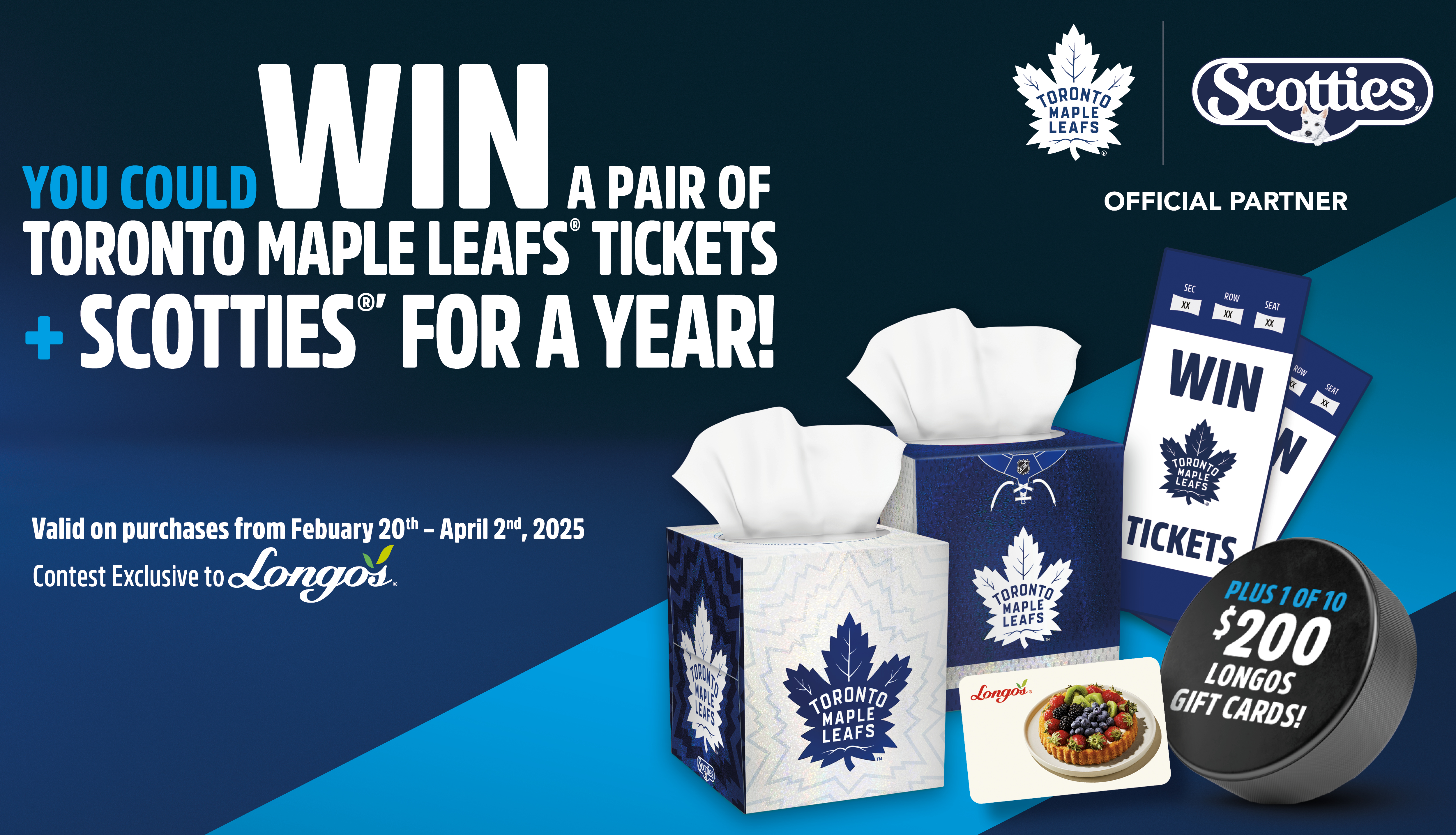 Toronto Maple Leafs Tickets and Scotties for a year. Contest from February 20th to April 2nd