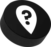Hockey puck with a location icon, featuring a question mark.