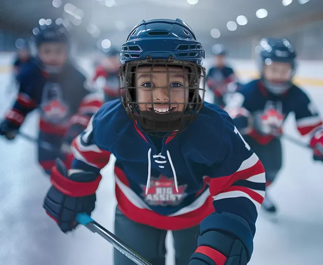 boy wearing a cage mask
